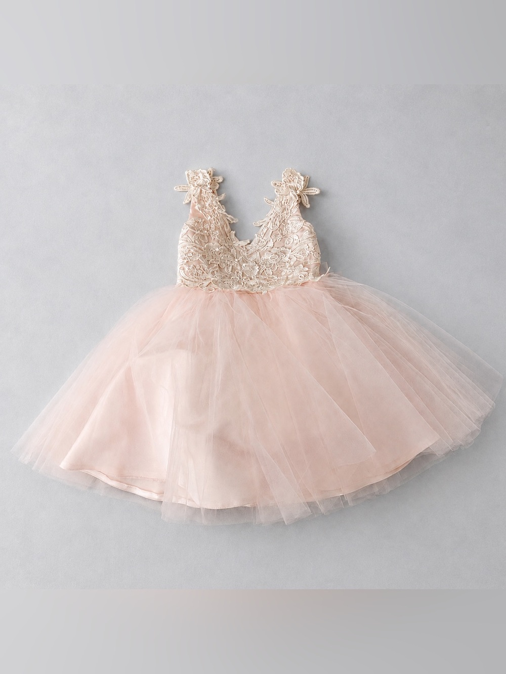 Blush pink tulle lace party dress for toddler